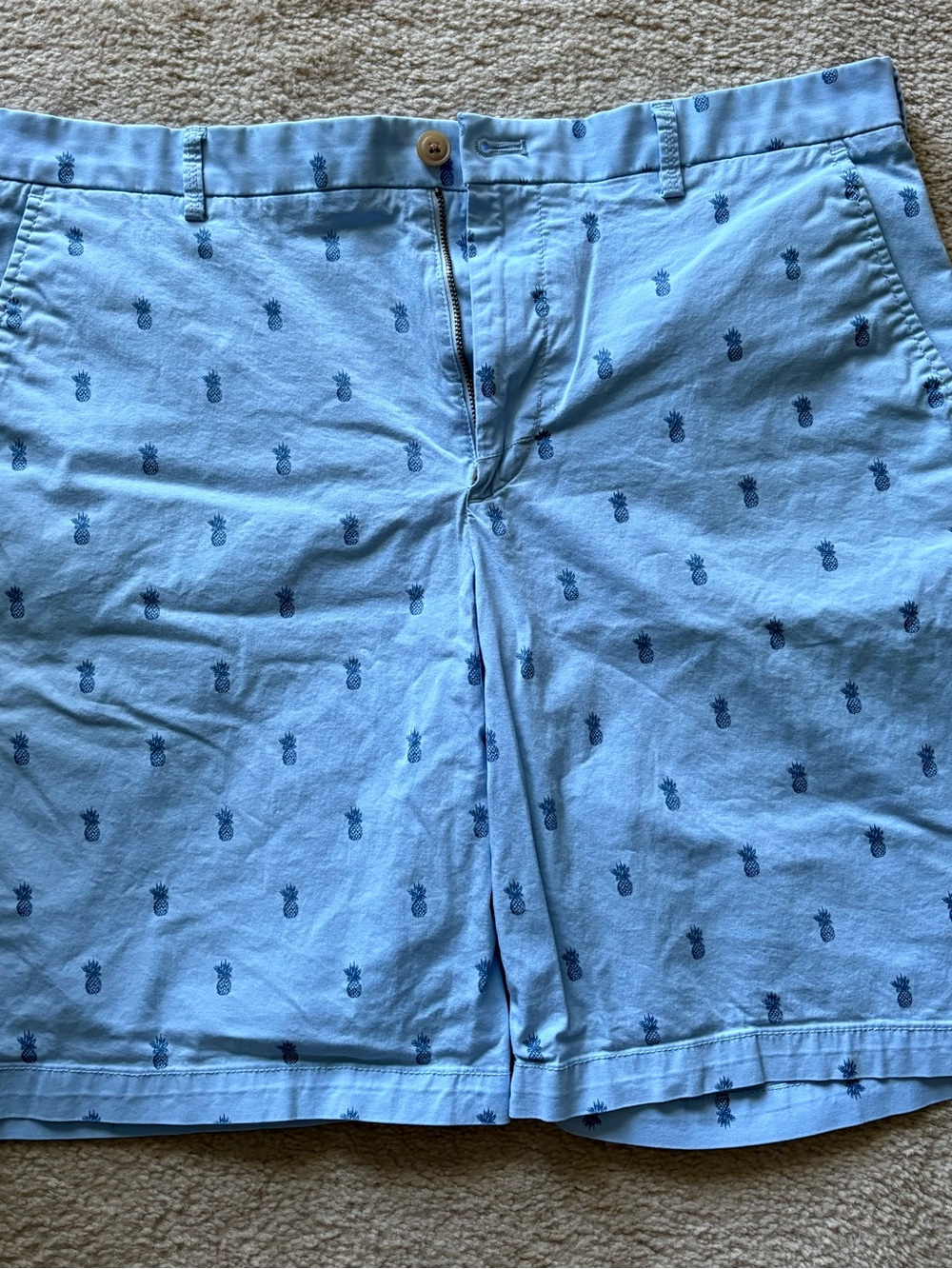 Izod Light Blue Pineapple-Print Flat Front Shorts